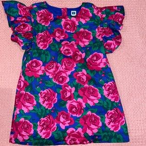 Janie and jack pink and blue rose dress size 3